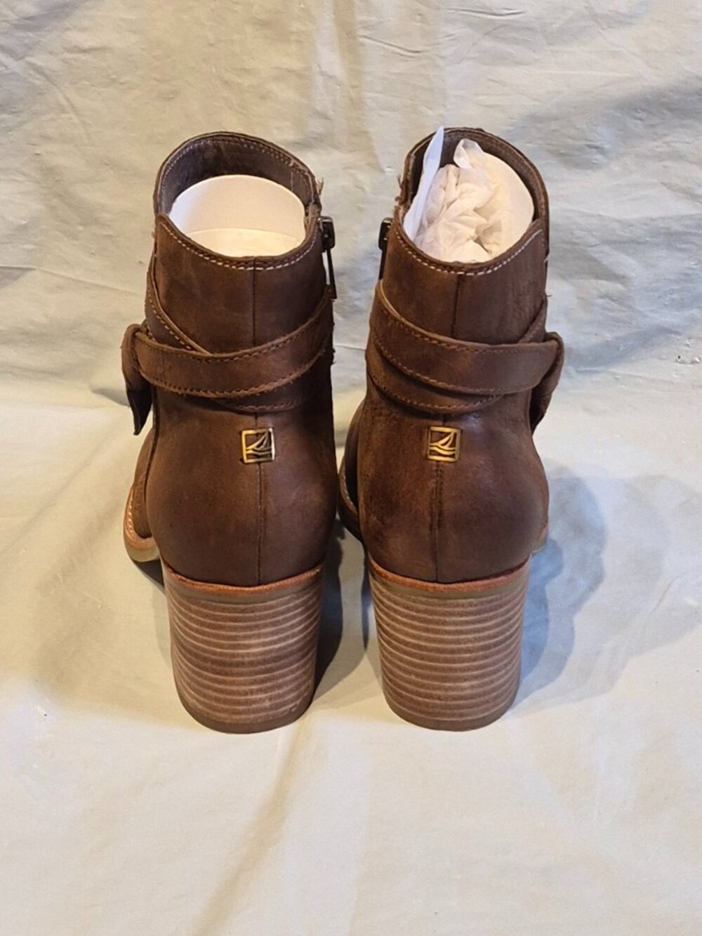 New In Box sz 7M Sperry Top-Sider Dark Brown Chelton Leather Booties - Picture 3 of 11